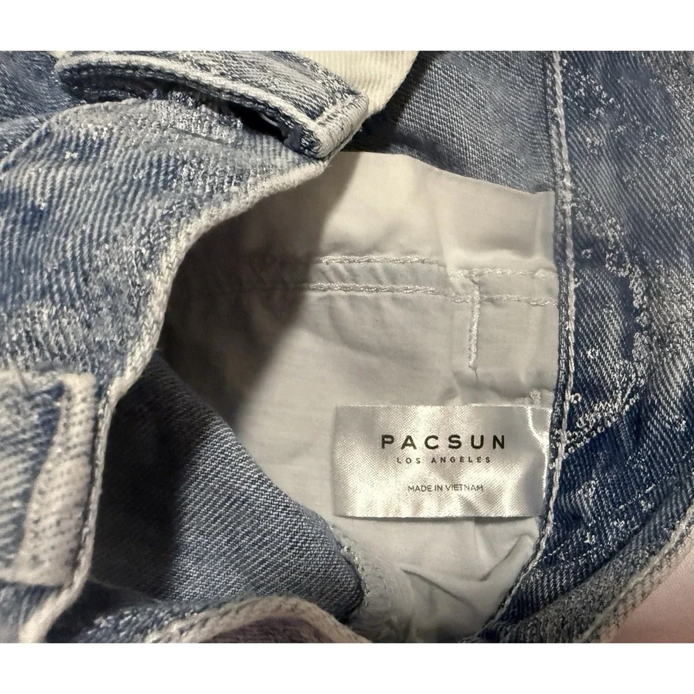 Pacsun Carpenter Shorts Womens 27/2 Festival Denim White Cut Offs Cotton Raw Hem